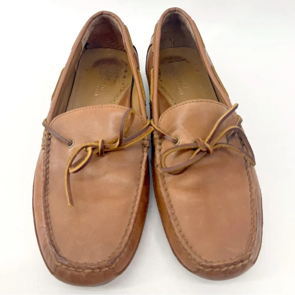 Polo Ralph Lauren Roberts Driving Loafers Mens 11D Tan Brown Leather Slip On